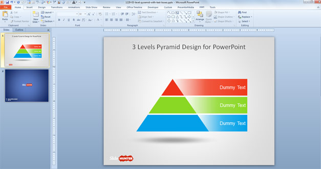 Free 3 Levels Pyramid Design PowerPoint Template