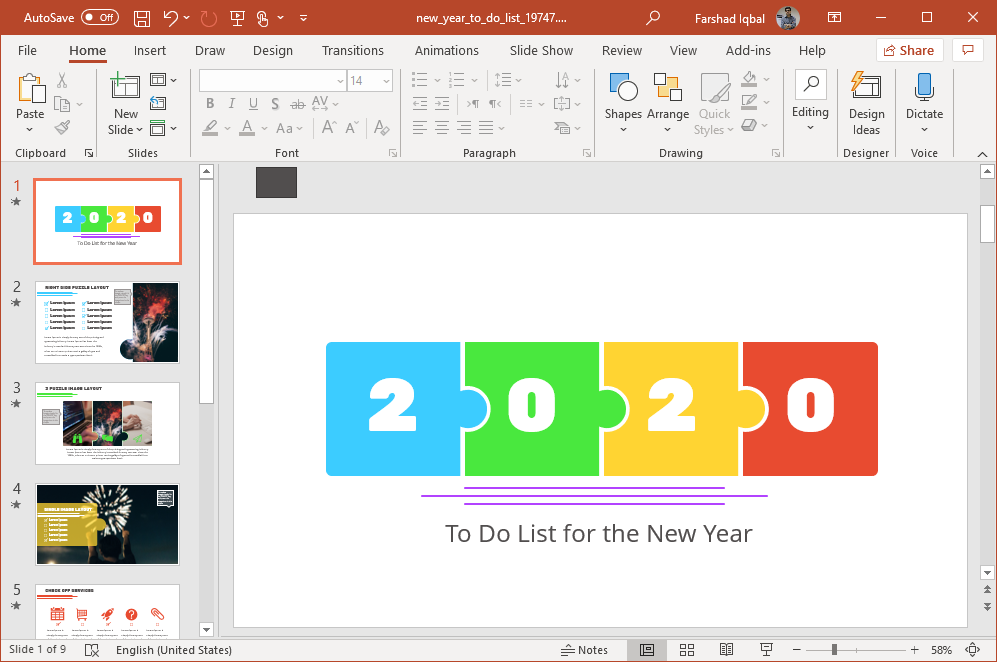 2020 new year to do list powerpoint template