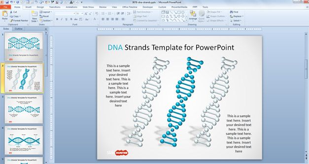 3 DNA Strands for PowerPoint with Helix shape