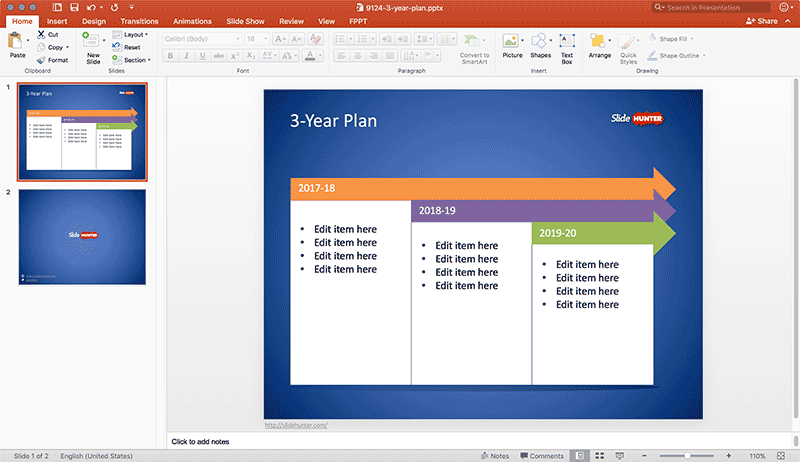 3-year plan template for Microsoft PowerPoint