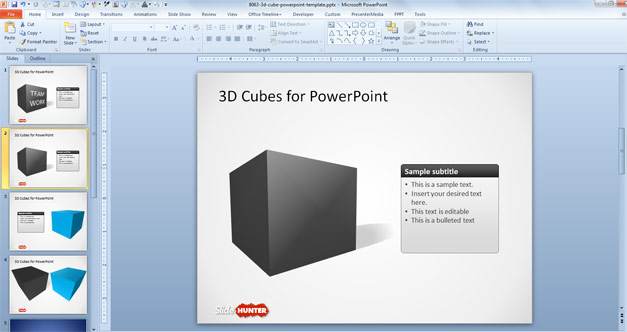 Team Work Picture with 3D Blocks in PowerPoint