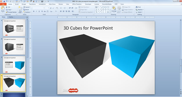 Free 3D Cube Shape for PowerPoint with Perspective