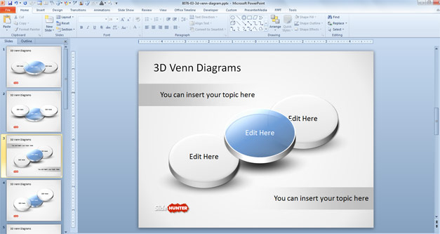 Free 3D Venn Diagram Slide Design for PowerPoint Presentations