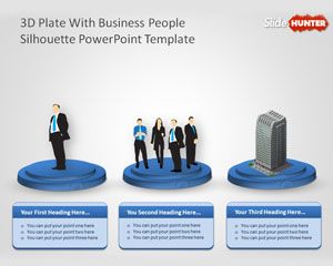 3D Plate with Business People Sillhoutte PowerPoint Template
