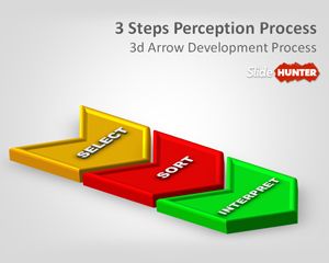 3D Three Steps Perception Process PowerPoint Template