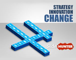 Innovation Strategy PowerPoint Template with 3D Text Blocks