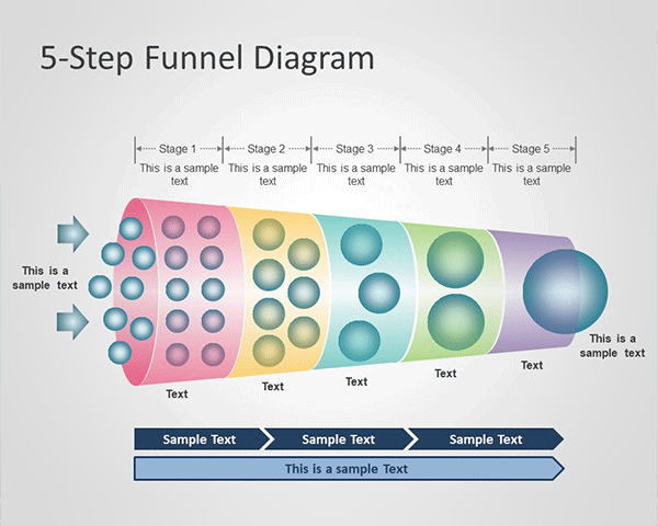 5-Step Horizontal Funnel Diagram PowerPoint Template