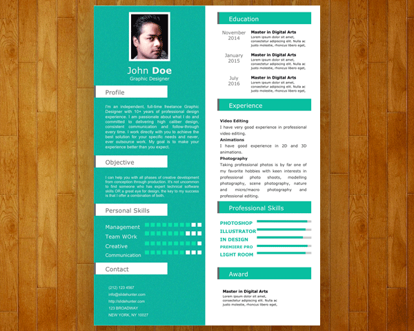 One Pager Resume Template for PowerPoint