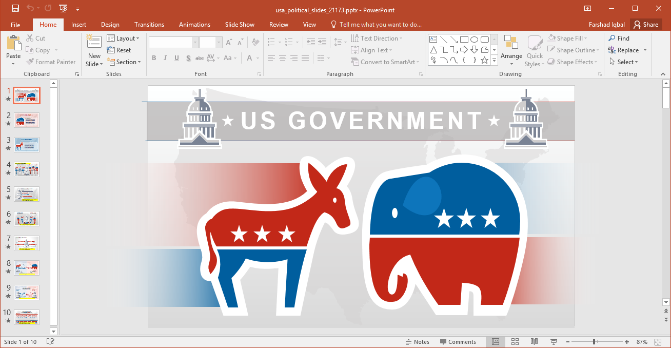 Animated American Politics PowerPoint Template