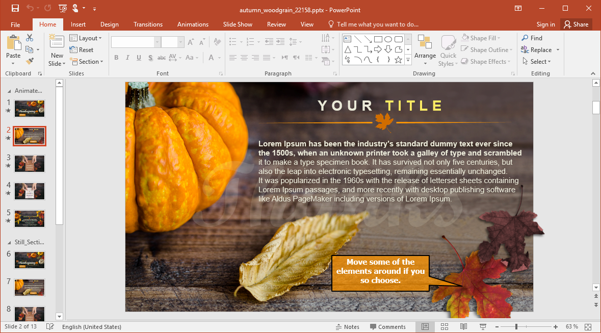 Animated Autumn Woodgrain Thanksgiving PowerPoint Template