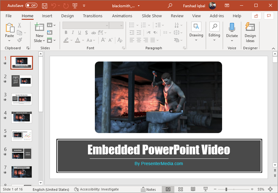 Animated Blacksmith forging text PowerPoint template
