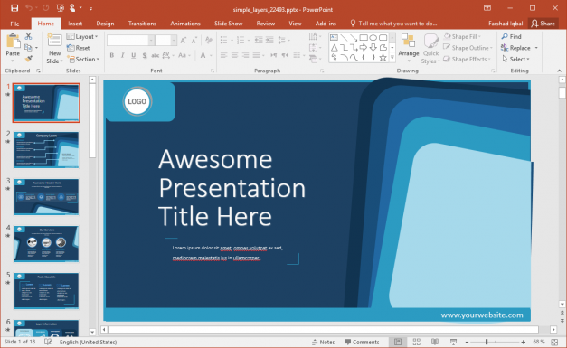 Animated Blue Layers PowerPoint Template