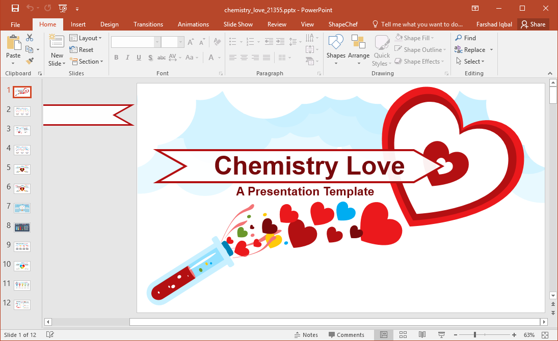 Animated Chemistry Love PowerPoint Template