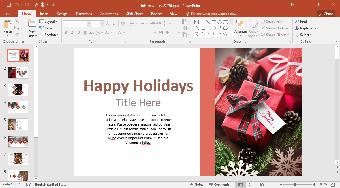 Animated Christmas Reds PowerPoint Template