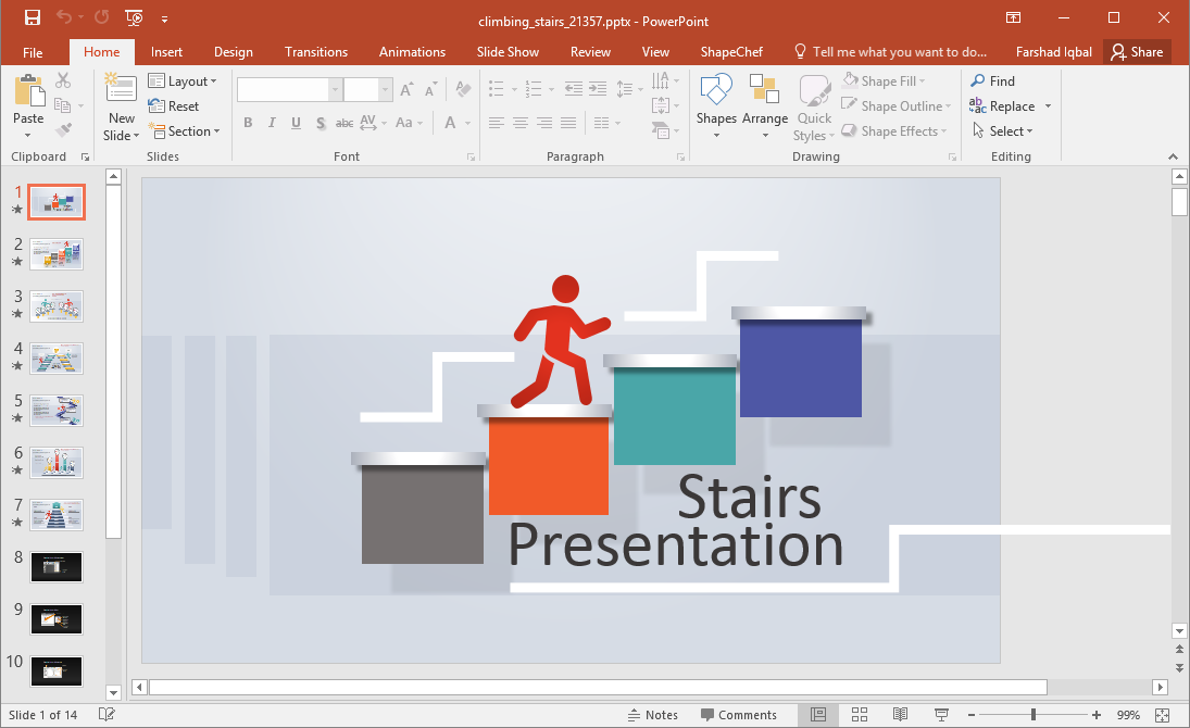 Animated Climbing Stairs PowerPoint Template