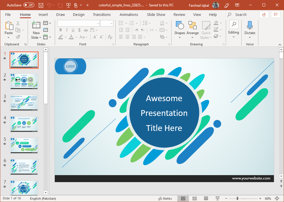 Animated Colorful Simple Lines PowerPoint Template