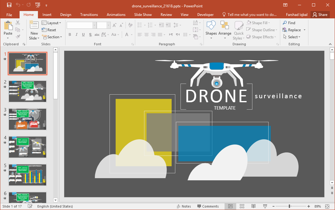 Animated Drone Surveillance PowerPoint Template
