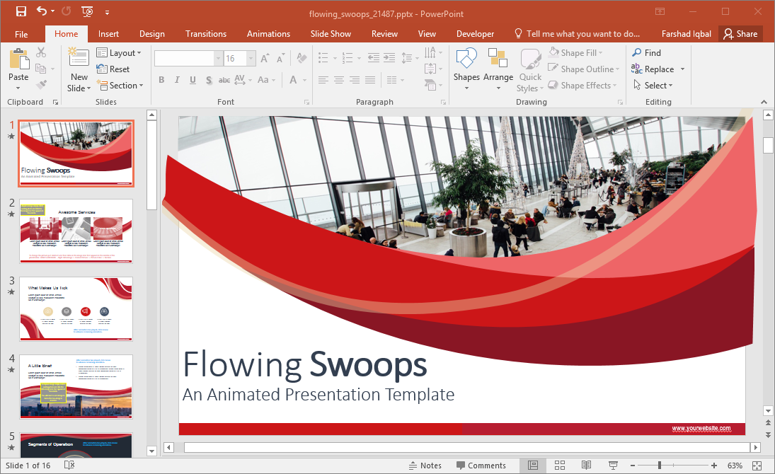 Animated Flowing Swoops PowerPoint Template