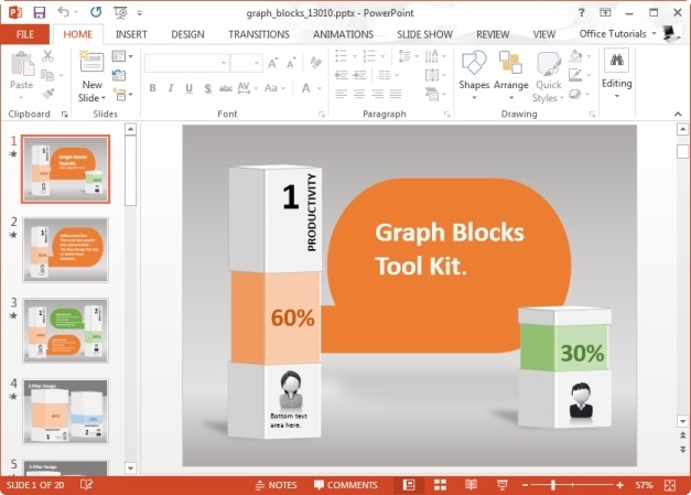 Animated Graph Blocks Template for PowerPoint