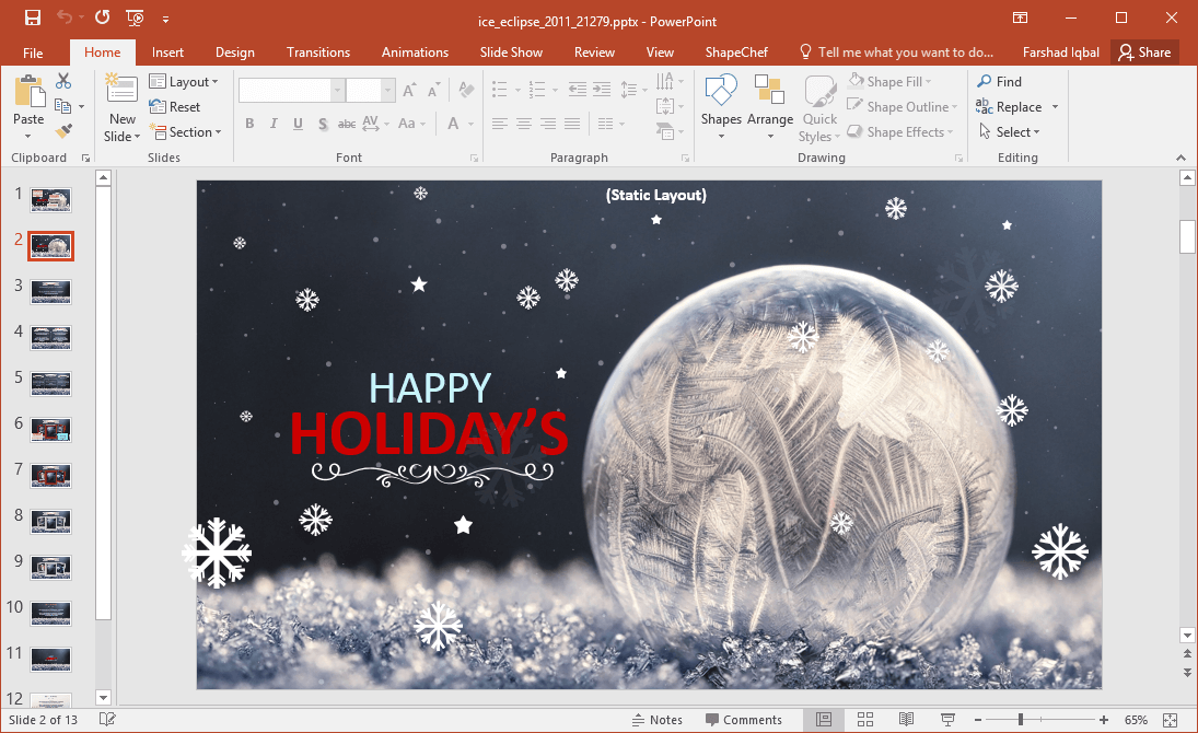 Animated Ice Eclipse Christmas PowerPoint Template