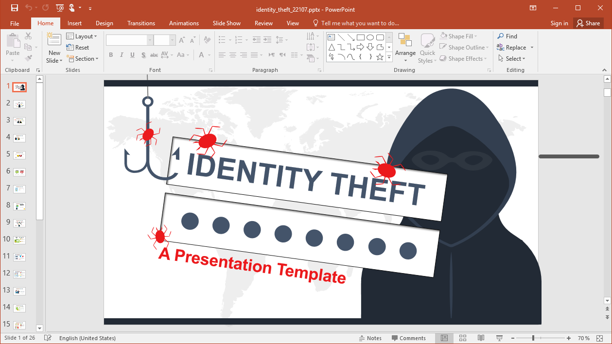 Animated Identity Theft PowerPoint Template for presentations