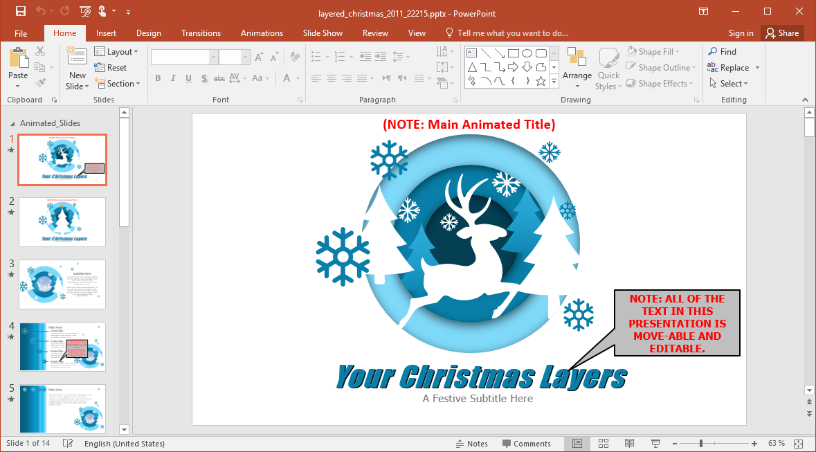 Animated Layered Christmas PowerPoint Template
