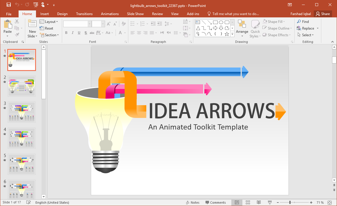 Animated Light Bulb Diagrams PowerPoint Template