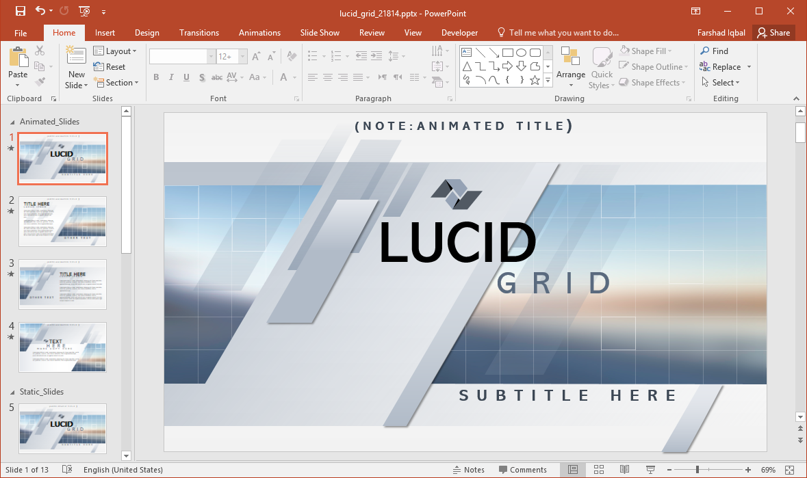 Animated Lucid Grid PowerPoint Template For Powerpoint Replace Template