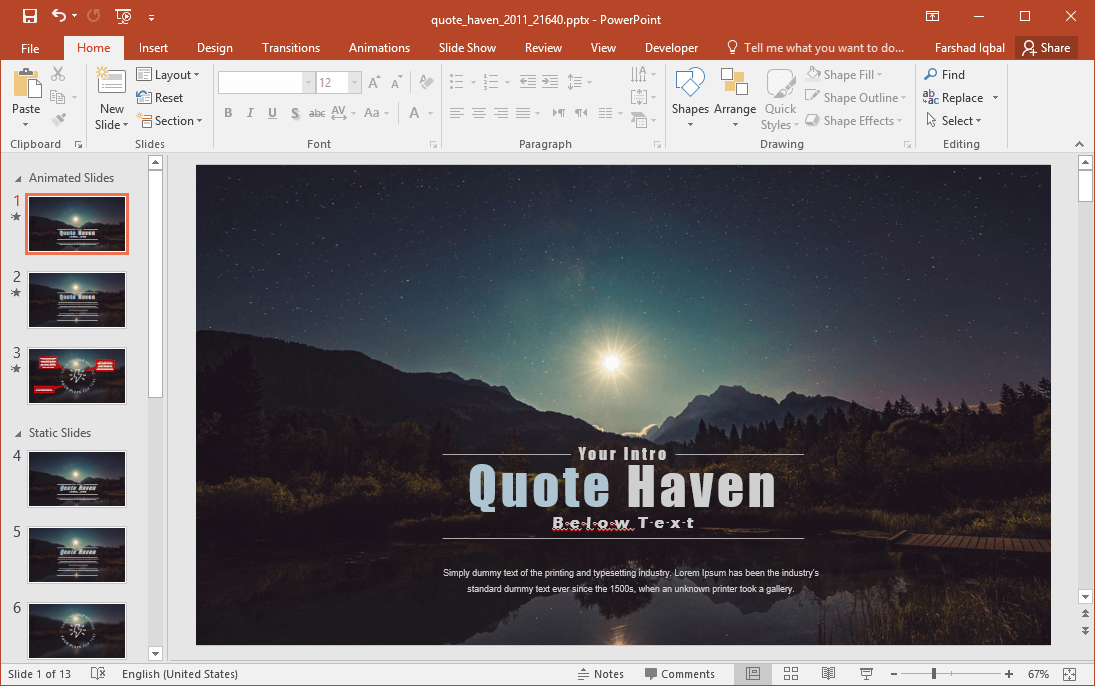 Animated Quote Haven PowerPoint Template