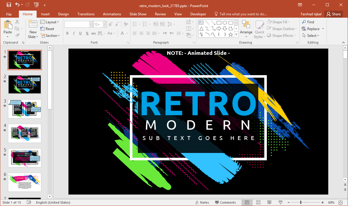 Animated Retro Modern Look PowerPoint Template