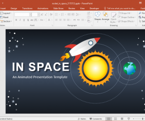 Animated Rocket in Space PowerPoint Template