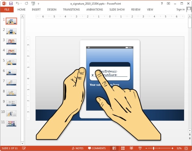 Animated electronic signature template for PowerPoint