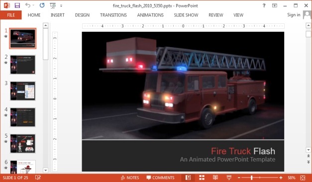 Animated fire truck powerpoint template