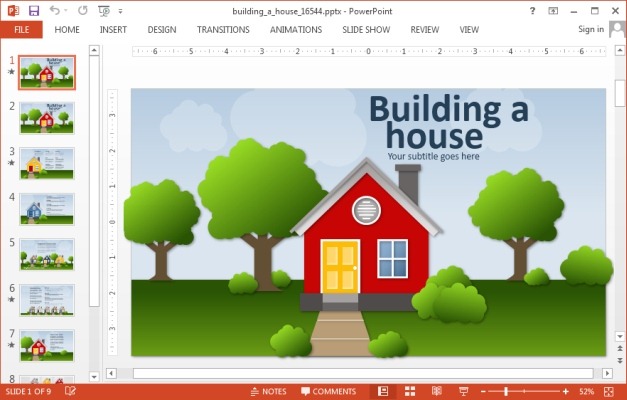 Animated house PowerPoint template