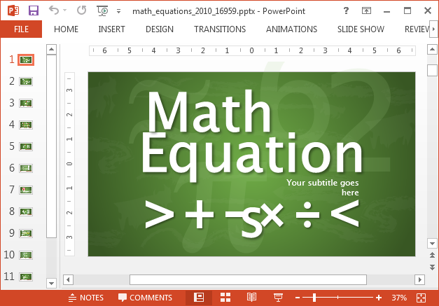 Animated math equations template for PowerPoint