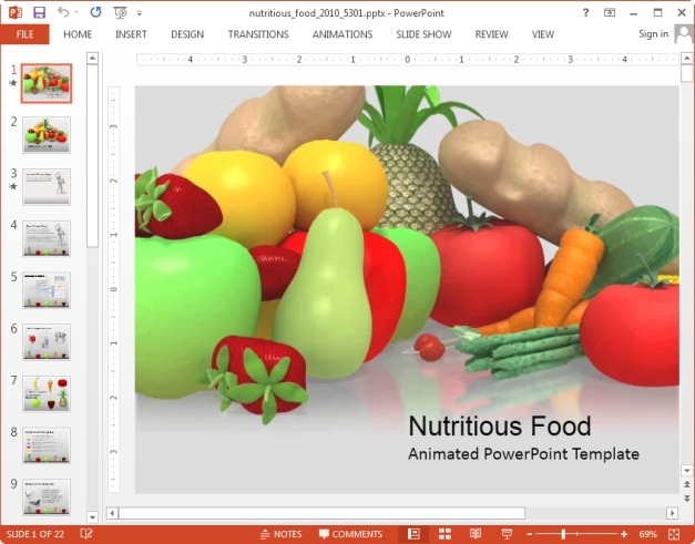 Animated nutrition food PowerPoint template
