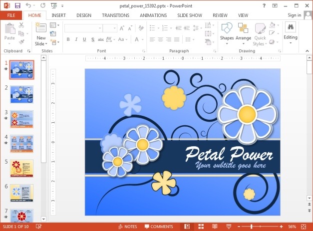 Animated petal themed PowerPoint template