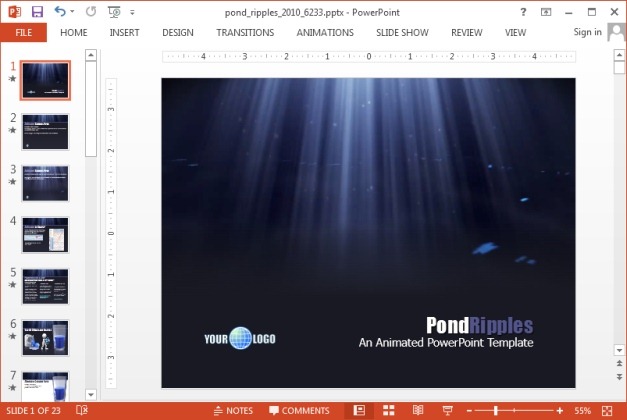 Animated pond ripples template for PowerPoint