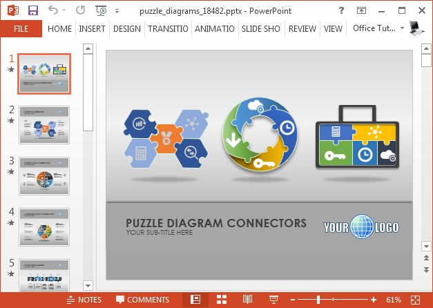 Animated puzzle PowerPoint template