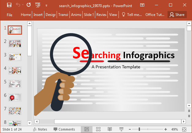 Animated search infographic creator PowerPoint template