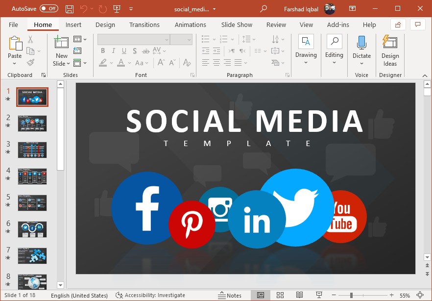 Animated social media PowerPoint template
