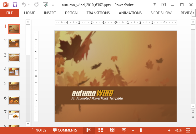 Autumn wind template for PowerPoint