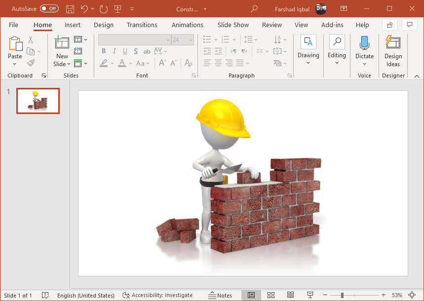 Brick wall construction clipart for PowerPoint