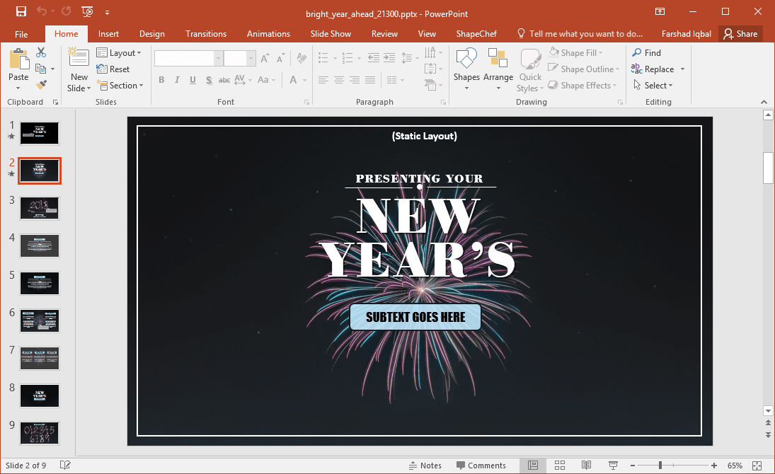 Bright Year Ahead PowerPoint Template