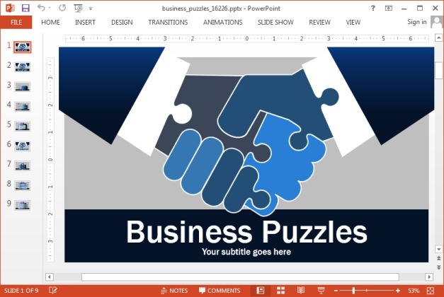Business jigsaw puzzle template for PowerPoint