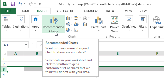 Chart reccomendations in Excel