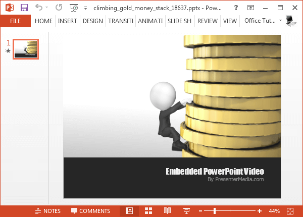 Climbing gold money stack template for PowerPoint
