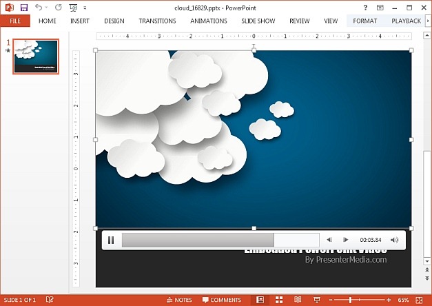 Clouds 2d video background for PowerPoint