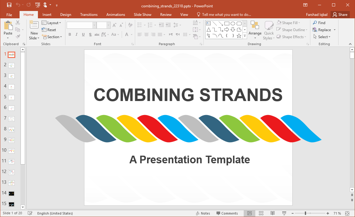 Animated Strands PowerPoint Template In Powerpoint Replace Template