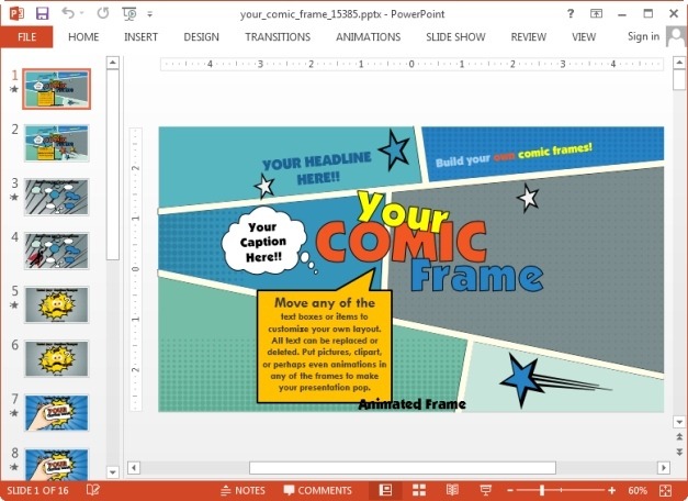 Animated Comic Book Template For PowerPoint